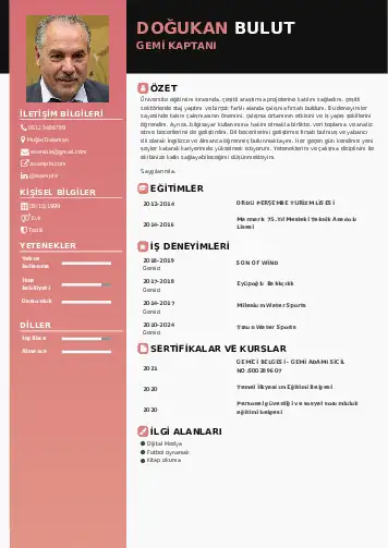 Gemi Kaptanı CV Örnekleri cv indir